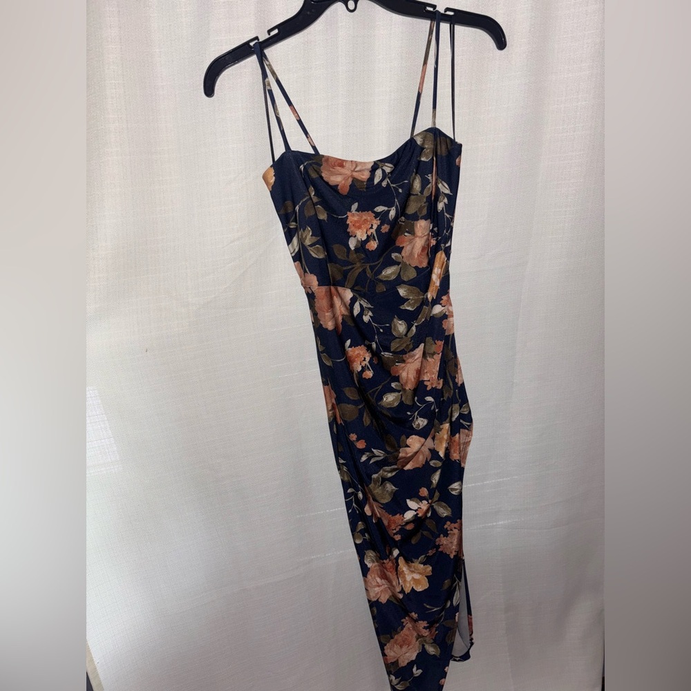 Lovely Day Navy and Peach Floral Dress